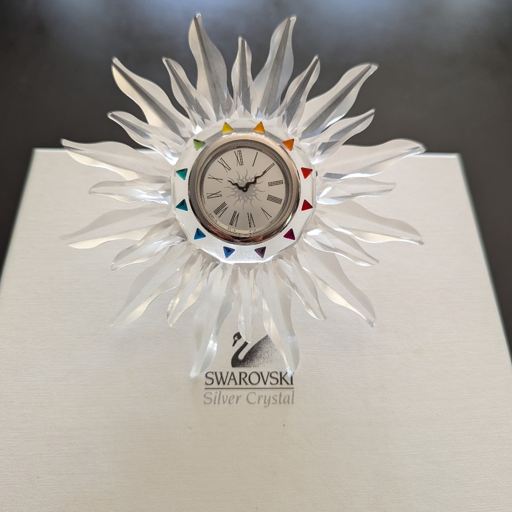 New! Swarovski silver crystal clock. Great for Wedding Gift.